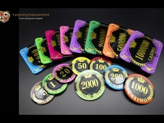 Texas Baccarat Table Casino Poker Chips Akrilik Altın Damgalama Özelleştirilmiş