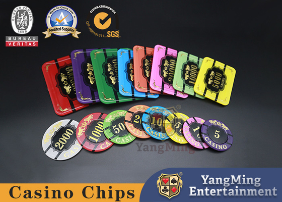 satın al 40mm Özel Poker Chip Seti Kumarhane Masası Bakara Dragon Tiger Akrilik Kristal Altın Kaplama Çevrimiçi üretim