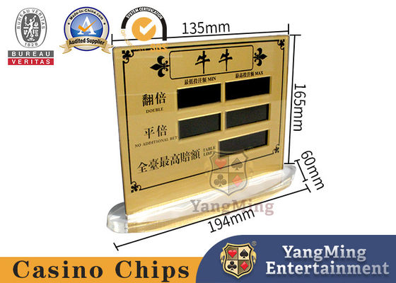 satın al Soket Tasarımı Acrylique NiuNiu Masa Tabelası Casino Poker Oyunları Bahis Limiti Tabelası Çevrimiçi üretim