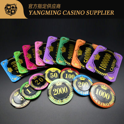 satın al Akrilik buğday folyo damgalama fişleri kumar poker masa oyunu masa üstü fişleri Çevrimiçi üretim