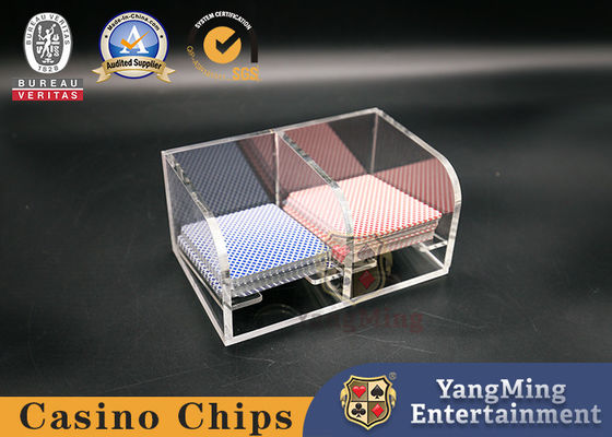 satın al Kristal Şeffaf Akrilik İnek İnek Poker Atmak Kutusu Kulüp Oyun Masası 2 Bölme Kart Kutusu Çevrimiçi üretim