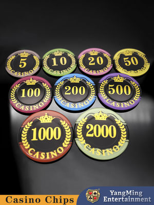 satın al Toptan Teslim Özel Buğday Tacı Damgalama Akrilik Çipler Baccarat Texas Hold'em Rastgele Oyunlar Masa Çipleri Çevrimiçi üretim