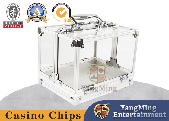 satın al 600 ADET Çift Açık Saplı Texas Chip Kutusu Alüminyum alaşımlı çerçeve yüksek şeffaflık Satranç Odası 40mm Chip Kutusu Stokta Çevrimiçi üretim