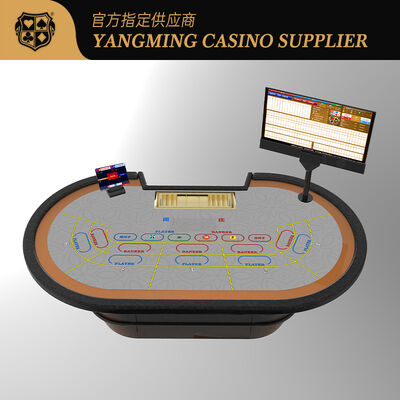 satın al 2850 * 1650 * 800mm Casino RFID Sistemi Deri Masa Üstü Kartları Keçe Masa Örtüsü Için Deluxe Bakara Poker Çevrimiçi üretim