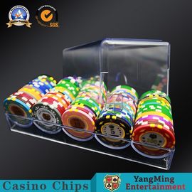satın al 100 adet 5 Satırlar Yuvarlak Poker Chips Durumda Tam Şeffaf Akrilik Plastik 40mm Kumar Cips Taşıyıcı Çevrimiçi üretim