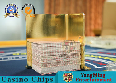 satın al Dayanıklı Casino Oyun Aksesuarları Sarı Poker Metal Oyun Kartı 100 * 65 * 120mm Çevrimiçi üretim