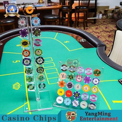 satın al 16 Adet Akrilik Yuvarlak 40mm Casino Oyun Aksesuarları Çip Para Vitrin Çevrimiçi üretim
