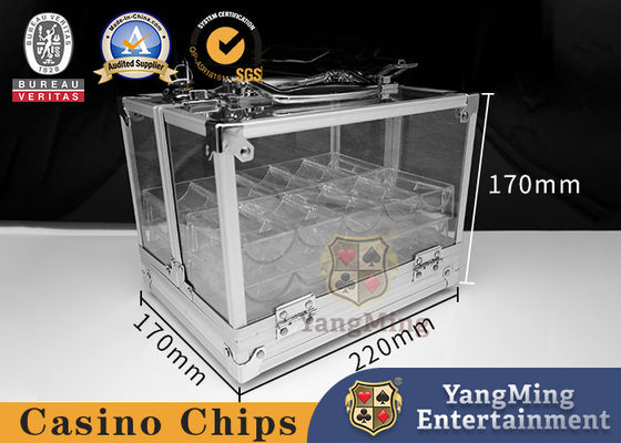 Aluminum Alloy 600 Piece Transparent Chip Box Poker Table Game Table Chip Box