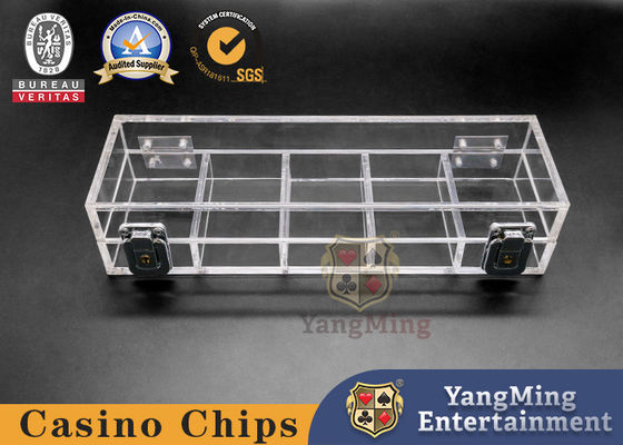 Fully Transparent Acrylic 50mm Casino Chip Box With Lock Poker Game Case