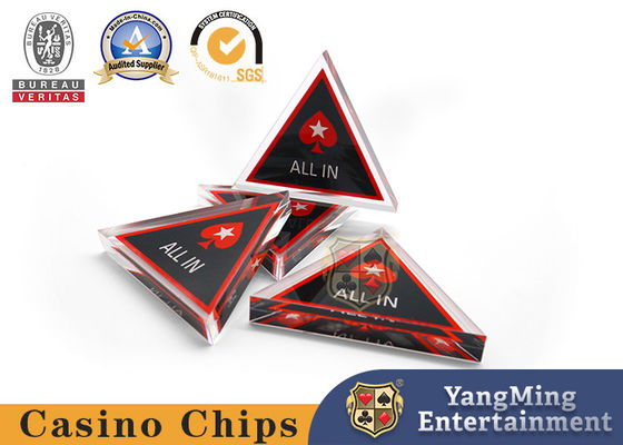 Triangle Acrylic ALL IN Full Bet Casino Texas Poker Game Table Positioning Card