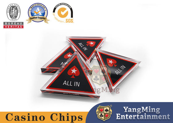 Triangular Acrylic All In All In Casino Texas Hold'Em Game Table Positioning Card