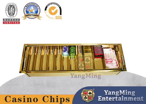 Titanyum Altın Metal Poker Çip Plakası Çift Katmanlı Kilitli Poker Masa Üstü Çip Kutusu
