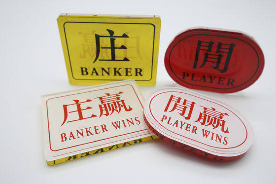 Kristal Akrilik Bahis Tahtası Baccarat Casino Masa Oyunu Kırmızı Sarı Oyuncu Bankacı
