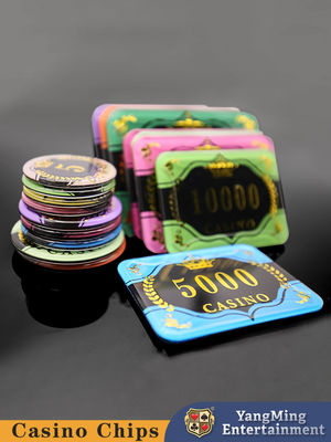 Texas Baccarat Table Casino Poker Chips Akrilik Altın Damgalama Özelleştirilmiş