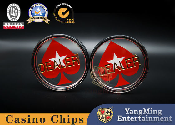 Yepyeni Özel Yüksek Şeffaf Akrilik Kırmızı Kalp Oymak Satıcı Düğme Kod Kartı Texas Hold'em Profesyonel Oyun Yuvarlak Konumlandırma Kartı Noktası