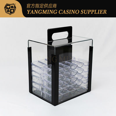 Tamamen Şeffaf 1000 pcs Poker Clay Yuvarlak Şekil Çip Taşıyıcı Akrilik Fabrikası Özel Casino Çip Taşıyıcı