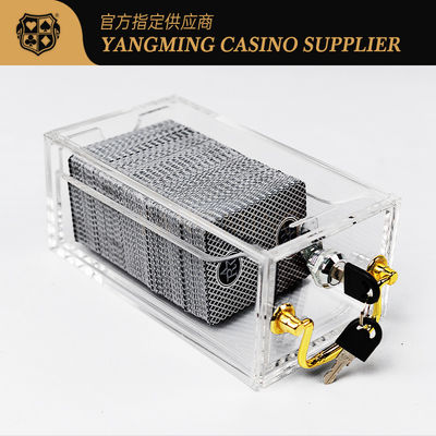 Tamamen Şeffaf 8 Deck Kart Kutusu Baccarat Poker Masa Oyunu Kilitle Kalınlaştırılmış Akrilik
