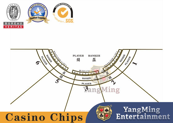 %100 Polyester Kumaş Baccarat 5 - Oyuncu Casino Masa Düzeni Yarım Yuvarlak Poker Düzeni Yeşil Renk